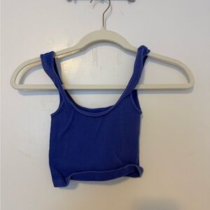 Free People Blue Ribbed Tank Top